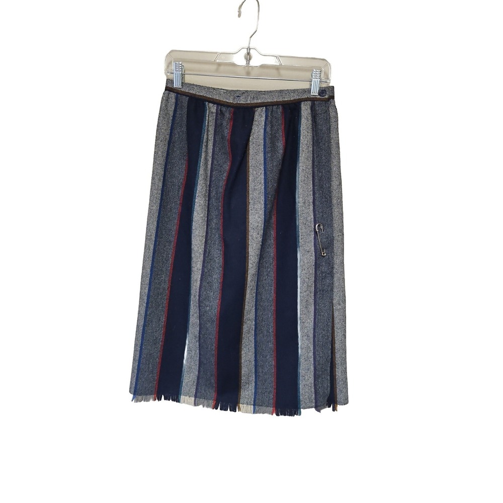 Haberdashery Collection Personal Vintage Wool Skirt Red Blue - Size 14